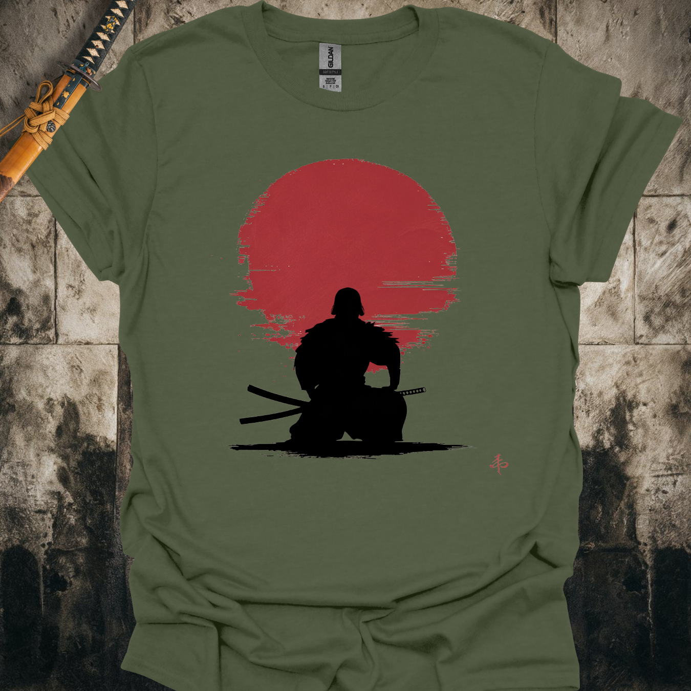 Kneeling Samurai Silhouette Tee
